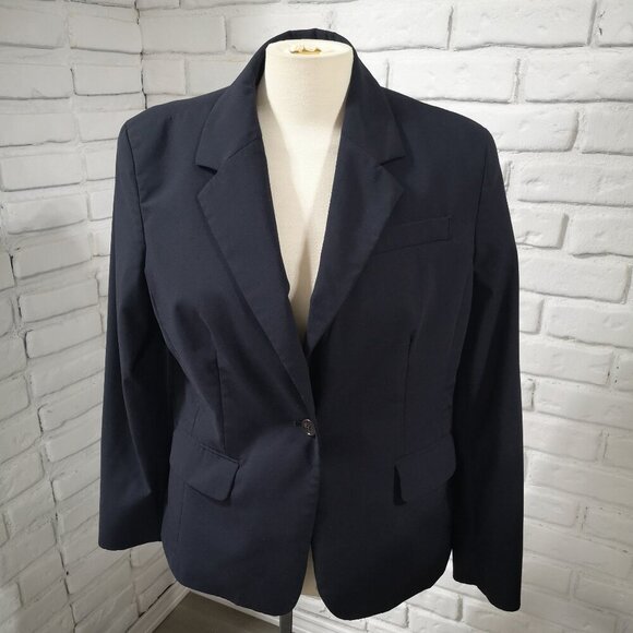 Lands' End Ladies Petite Size 14P Fully Lined Navy Blazer - Picture 1 of 12